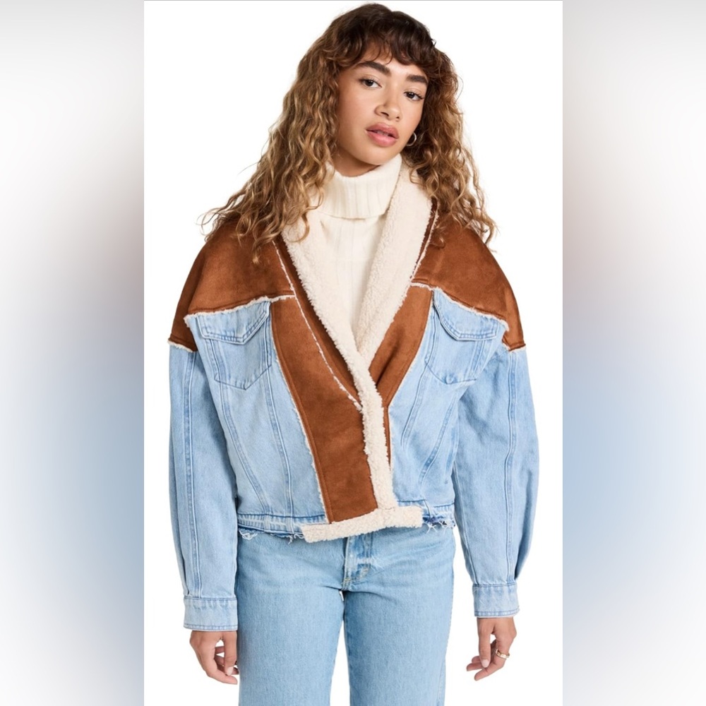 NEW! BLANKNYC Caption This Faux Suede/Sherpa Denim Jacket